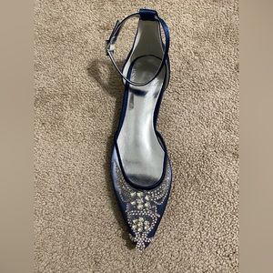 Navy blue mesh dress flats